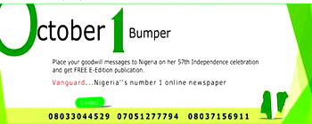 October 1 bumper Adverts on Vanguard Newspaper