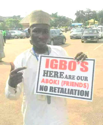 Photos: Northern youths dress in Igbo attire, preach peace in Kano streets