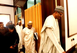 Breaking: Buhari at APC Caucus meeting