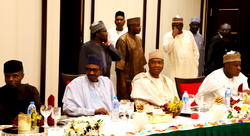 Udo Udoma, Adeosun join Buhari, NASS dinner in Aso Rock