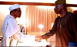 Breaking: Buhari swears-in SGF Boss Mustapha