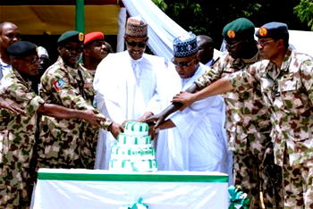 Video: Buhari storms Maiduguri, inspects, felicitates with troops