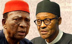 Nwabueze disagrees with Buhari, say Nigeria’s problem is national question not  corruption