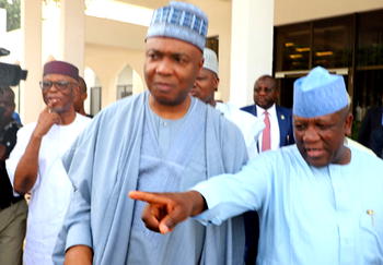 Breaking: Buhari, Saraki,  Dogara, Tinubu in closed-door meeting