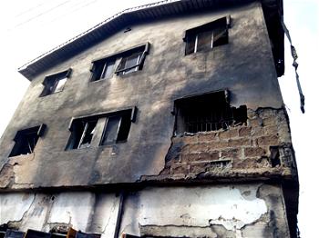 Photos: Scene of fire outbreak at Mushin Lagos