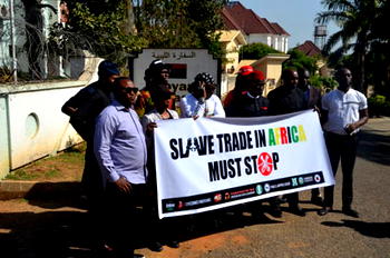 Charly Boy’s group shuts down Libyan Embassy in Abuja, protests slave trade