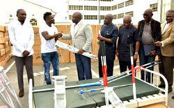 Photos: Obafemi Martins donates hospital equipments to Lagos state government