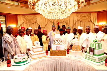 Photos: Happy Birthday, Mr. President,  Well wishers surprise Buhari