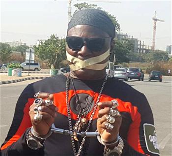Photos: Charly Boy,  others protest in handcuffs, chains over Libya slave trade