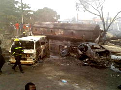 21 vehicles, motorbikes razed  as fuel tanker explodes in Lagos