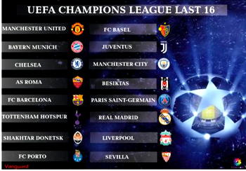 Champions League last-16 draw: Anxiety as Barca, Madrid, Tottenham, City, Man Utd know foes