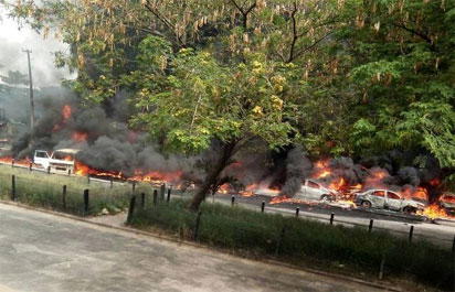 Breaking: 20 vehicles burn as tanker explodes in Festac