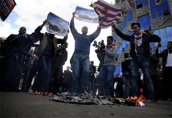 US delegation flees Bethlehem event as Palestinians protest