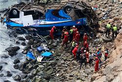48 killed after  bus plunges 330ft from cliff