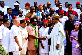 Photos: South/east APC leaders storm Aso Rock