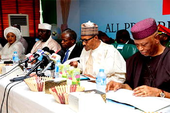 Photos: President Buhari attends APC NEC meeting