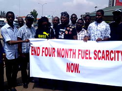 Happening now: Charlyboy leads protest to NNPC HQ over fuel scarcity