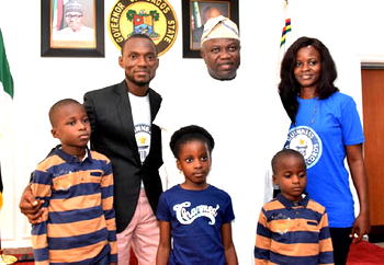 Nigerian world record holder in longest reading marathon visits Ambode