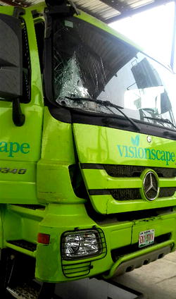 Unidentified persons upturn Visionscape bins, shoot at truck