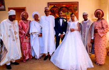 Photos: Buhari at the wedding reception between Damilola Osinbajo and Oluseun Bakare
