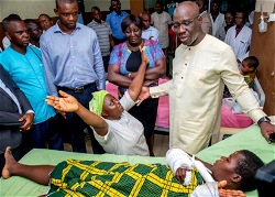 Obaseki visits accident victims, clears medical bills