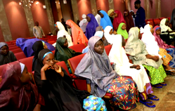 Photos: Dapchi girls arrive Villa to meet president Buhari