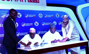 Photos:  Ambode, Ganduje signs MOU at Lagos – Kano economic summit