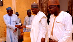 Breaking: Again Buhari, Osinbajo Saraki, Dogara, APC national caucus meet in Aso Rock