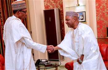 President Buhari meets former VP Sambo in Aso Rock