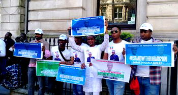Video: Buhari’s supporters in solidarity protest in London