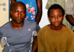 Photos : Police parade re-arrested principal suspects in Dino Melaye gun case