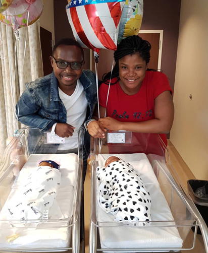 Entertainer Teju Babyface blessed with twins 6 years after wedding