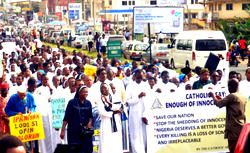 Photos: Protest in Ibadan over killing of Catholic Priests in Benue State