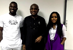 Presidential candidate, Kingsley Moghalu meets with BBNaija 2018 contestants, Angel and Cee-C