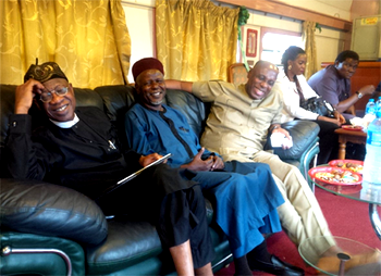 Photos: Lai Mohammed, Rotimi Amaechi on a train ride from Ebute Metta to Papalanto