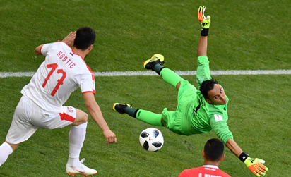 Costa Rica's goalkeeper Keylor Navas in action during the World