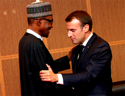 Photos : President Buhari, French President Macron at the AU summit