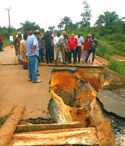 Road inaugurated by Delta govt collapses barely 2 months after
