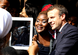 Photos: French President Emmanuel Macron having fun in Nigeria