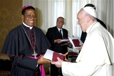 Pope Francis and Bishop, Catholic Diocese of Nsukka, Most Rev. Godfrey Igwebuike Onah, popularly called 'Father Bishop'