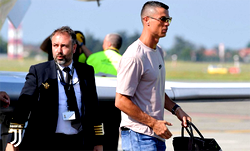 Ronaldo arrives in Turin ahead of Juventus unveiling