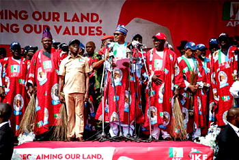 Photos: Buhari storms APC Gubernatorial Campaign Rally in Ekiti