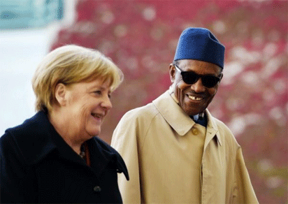 Buhari receives German Chancellor, Angela Merkel, at Aso Rock