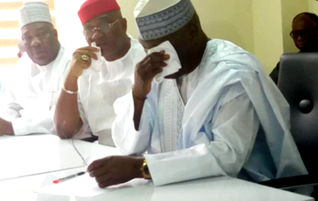 Photo: Atiku sobbing at his Campaign Headquarters