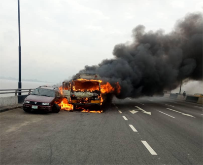 24 escape death as fire guts vehicles on Third Mainland Bridge