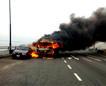 24 escape death as fire guts vehicles on Third Mainland Bridge