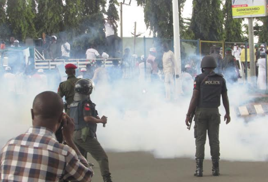 Photos: Saraki, Others Teargassed During Protest In Abuja - Vanguard News