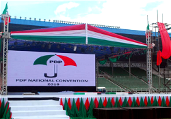 PDP Convention : delegates, food vendors, posters, canopies adorn venue