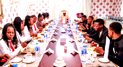 President Buhari hosts dancing group at Aso Rock
