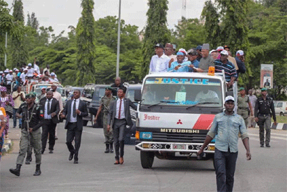Photos: PDP leaders protest against Osun Election result